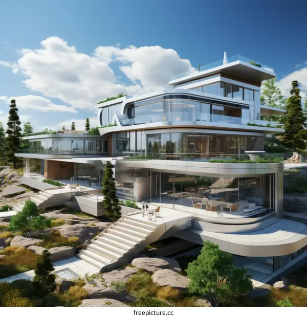 Luxurious Modern Mansion with Floor-to-Ceiling Glass