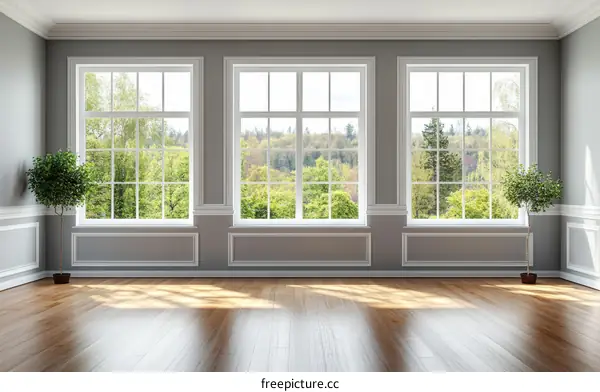 Elegant Interior with Large Windows and Natural Light