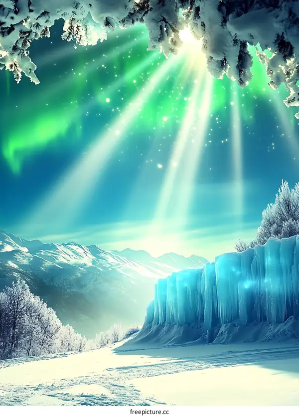 Winter Wonderland with Northern Lights