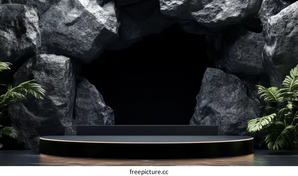 Dark Cave Rock Display Podium