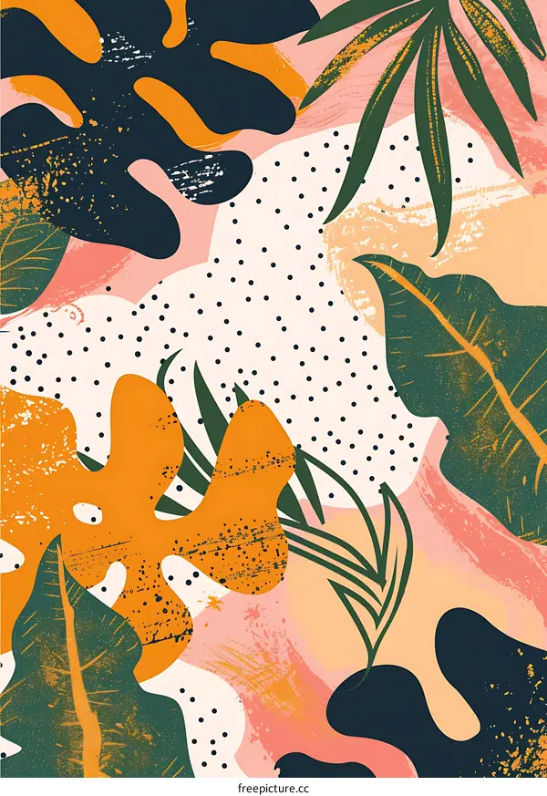 Abstract Tropical Leaves Pattern Background