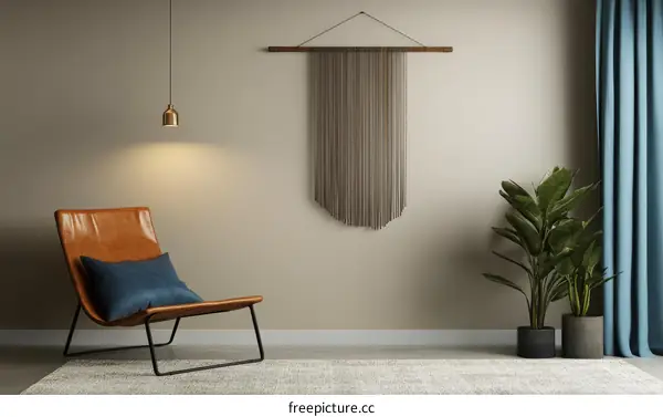 Modern Minimalist Living Room Design with Leather Armchair