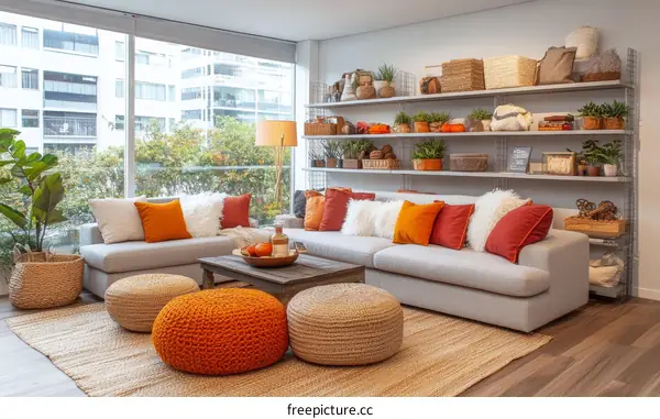 Modern Living Room Interior Design with Warm Tones