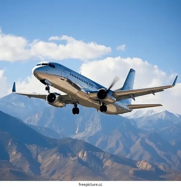 airplane flying over snow-capped mountains