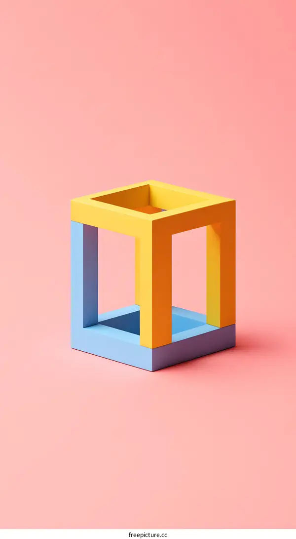 Abstract Colorful Cube Shape Minimalist Geometric Design