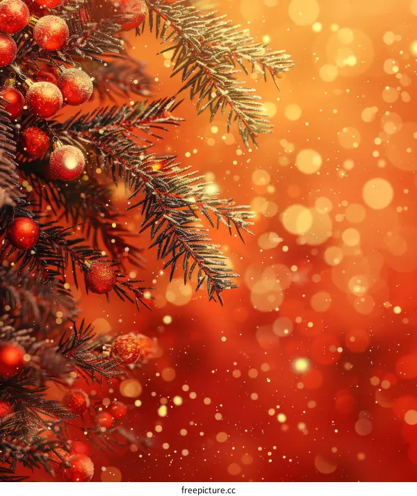 Festive Christmas Tree with Red Ornaments