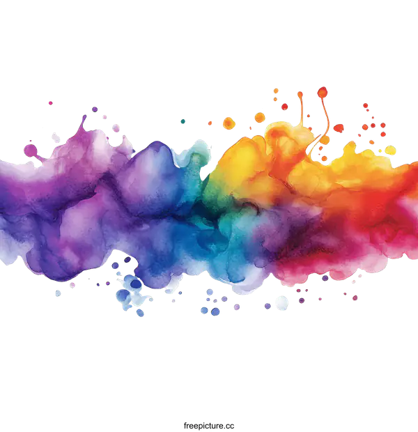 [Transparent Background PNG]Abstract Watercolor Rainbow Splatter Art Background