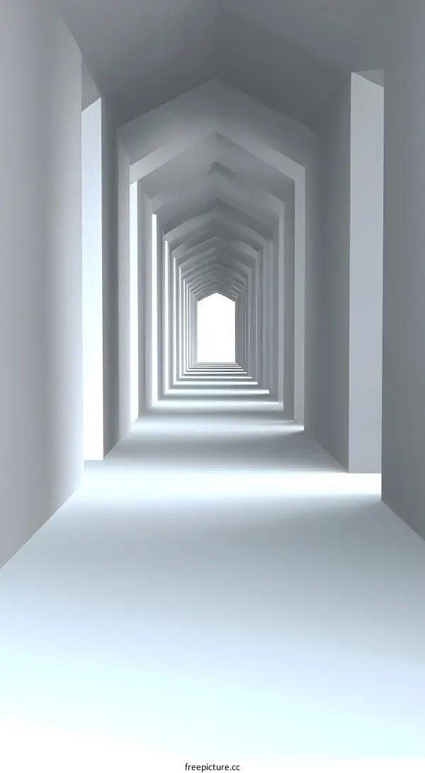 White Abstract Architecture Corridor With Light at the End