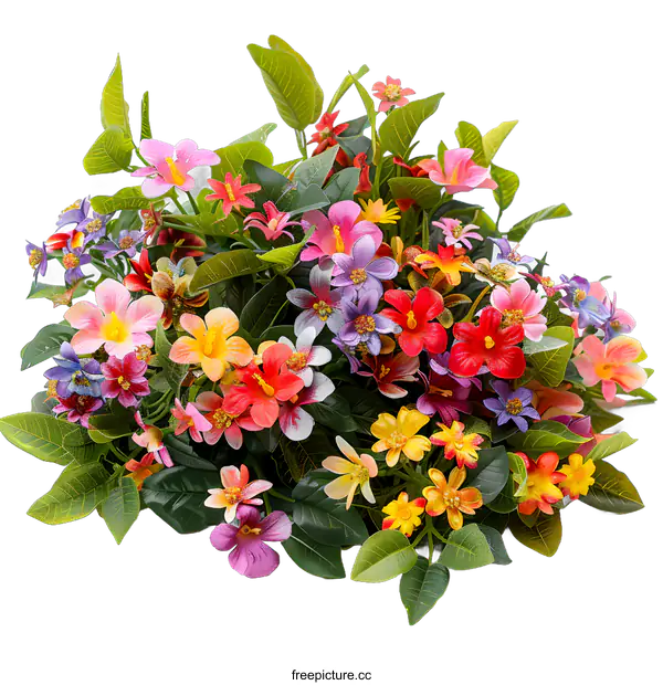 [Transparent Background PNG]Close-up of a bouquet of colorful silk flowers