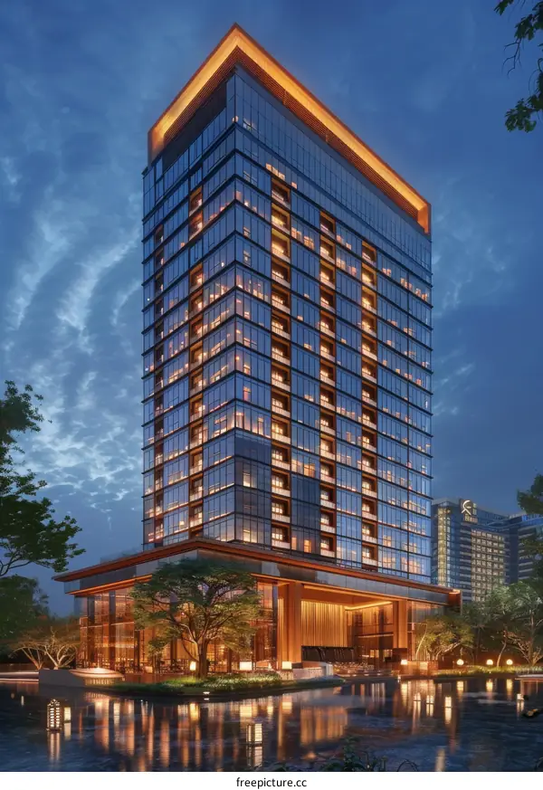 Modern Architectural Skyscraper at Dusk