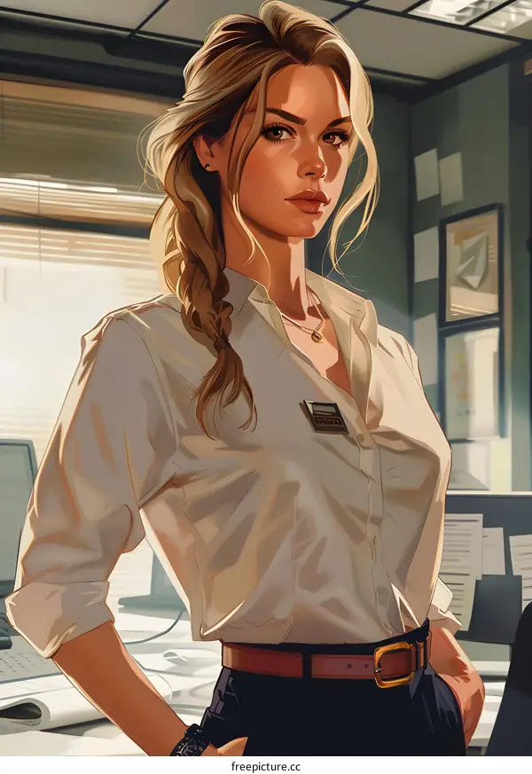 Portrait of a beautiful blonde woman in a white shirt