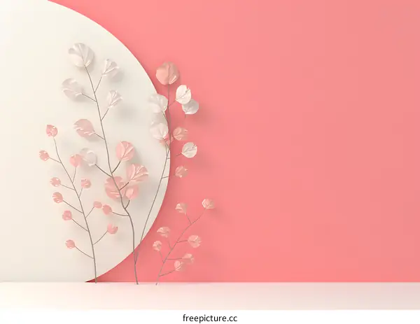 Pink and White Floral Minimalist Background