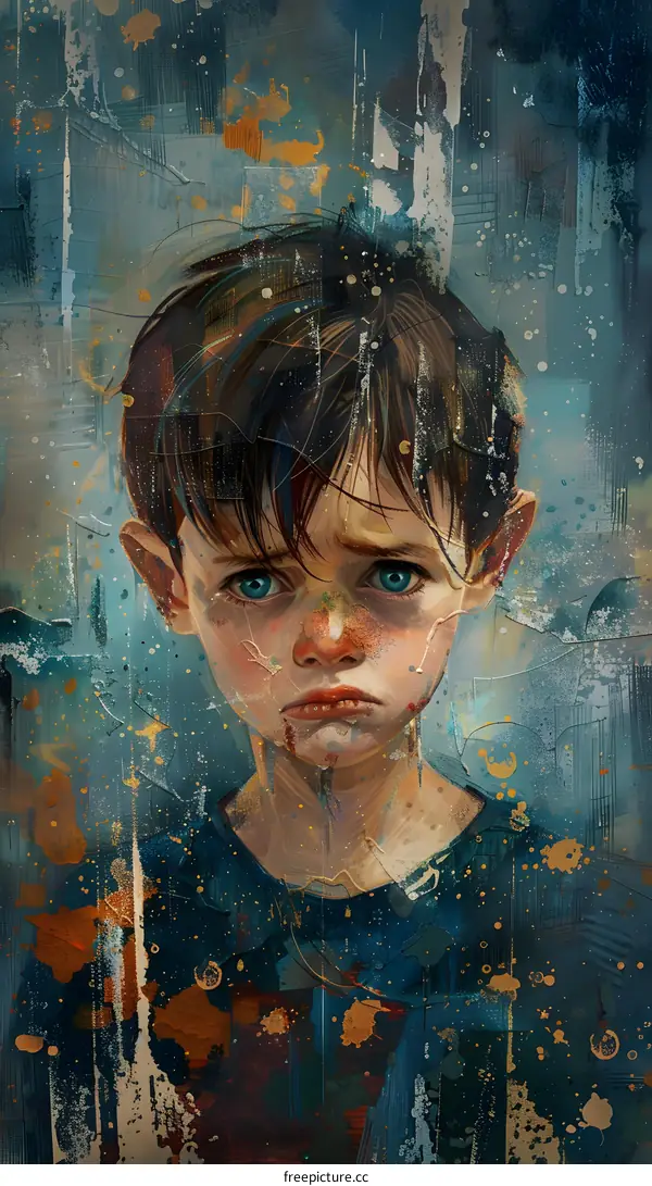 Portrait of a boy with blue eyes and brown hair