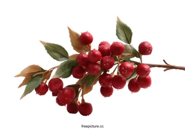 [Transparent Background PNG]Artificial Red Berries Branch Decoration