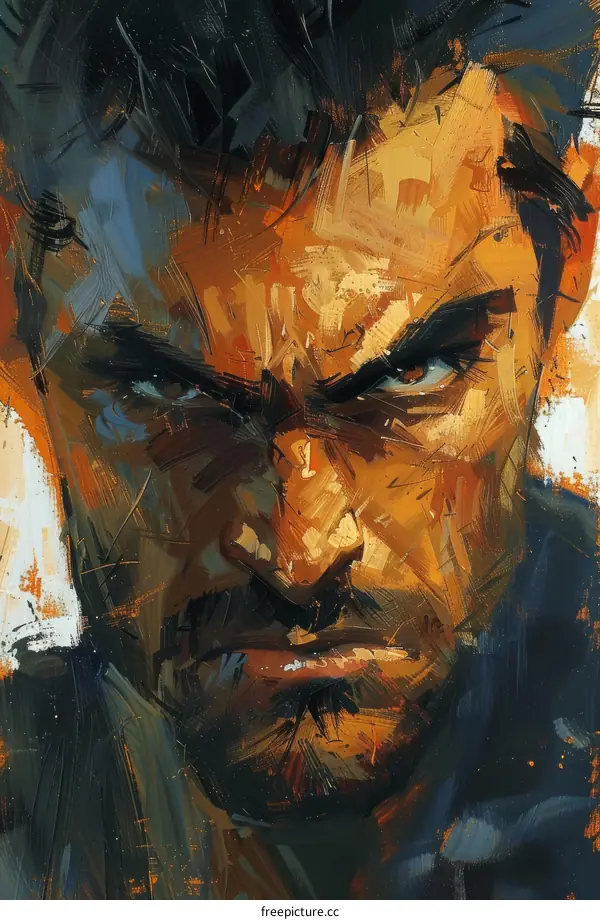 Angry Man Portrait Abstract Painting Illustration