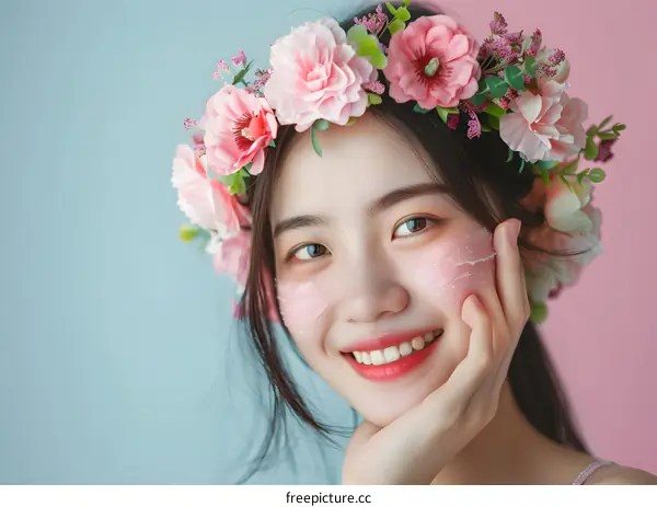 Smiling Woman With Flower Crown