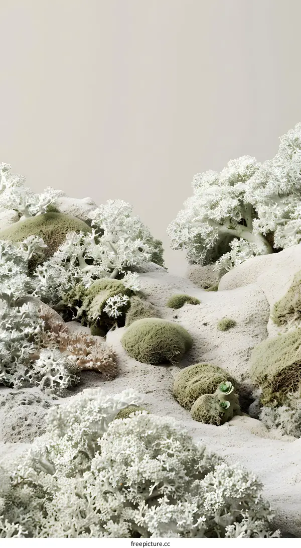 Close Up of Lichen Plants on Sand