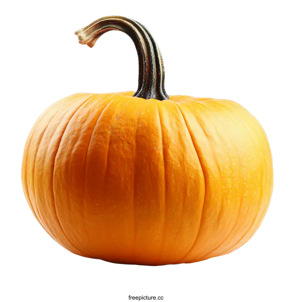 [Transparent Background PNG]Single Orange Pumpkin Isolated on White Background