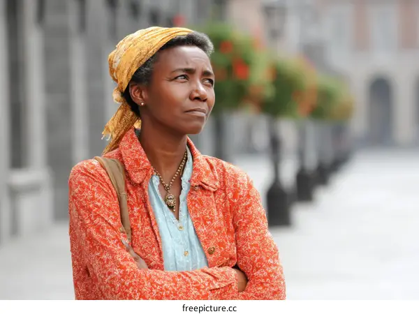 Thoughtful Woman in City Setting