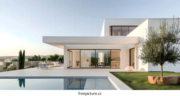 Minimalist Modern House with Swimming Pool and Patio