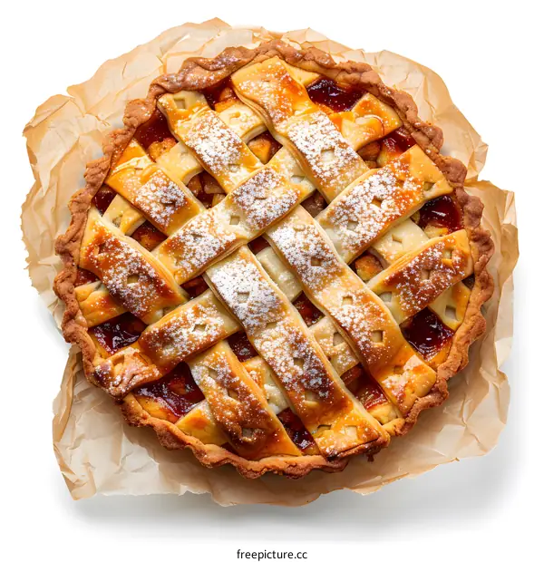 Homemade apple pie with powdered sugar