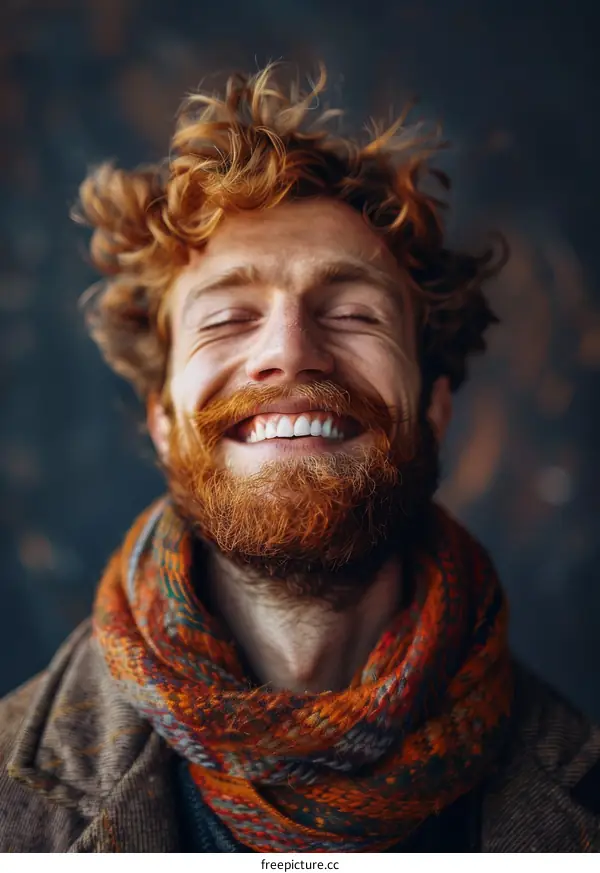 Close Up Portrait of a Happy Man with Red Hair and Beard