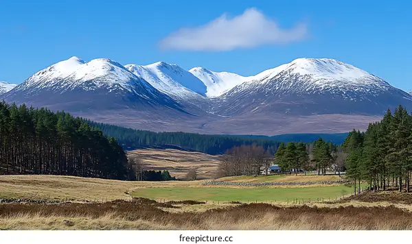 Scottish Highlands Mountain Scenery with Snow