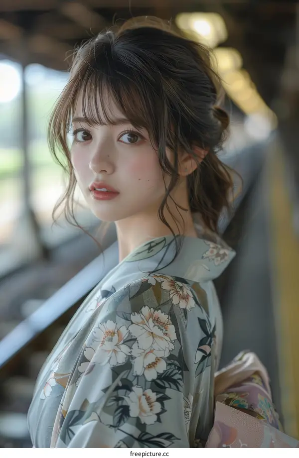 Beautiful Asian Woman in Traditional Japanese Kimono