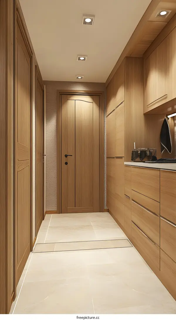 Modern Minimalist Interior Design with Wooden Doors and Cabinets