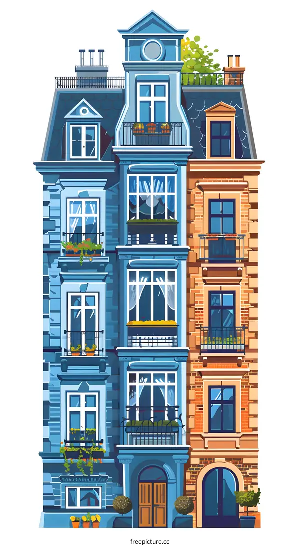 Colorful European Building Illustration
