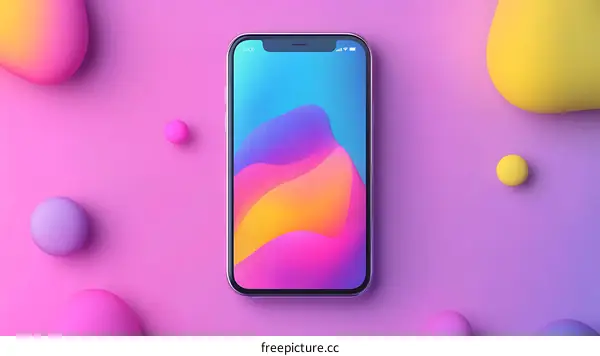 Purple Phone with Abstract Colorful Design