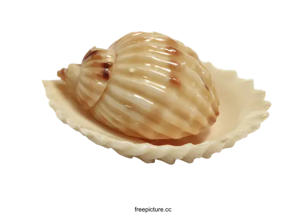 [Transparent Background PNG]Beautiful seashell on a decorative shell plate