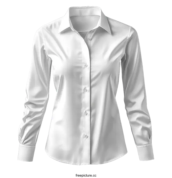 [Transparent Background PNG]Elegant White Satin Womens Long-Sleeve Shirt