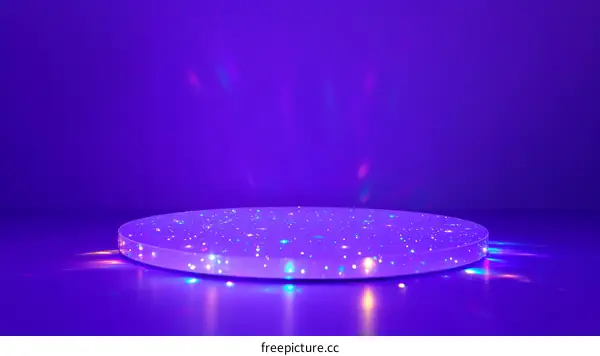Purple Stage Display with Glimmering Light
