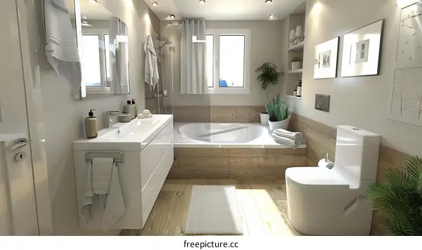 Modern Stylish Bathroom Interior Design Illustration