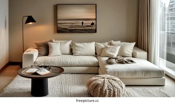 Modern Minimalist Living Room with Sectional Sofa
