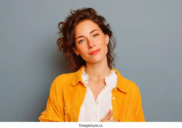 Portrait of a Woman in a Mustard Yellow Jacket