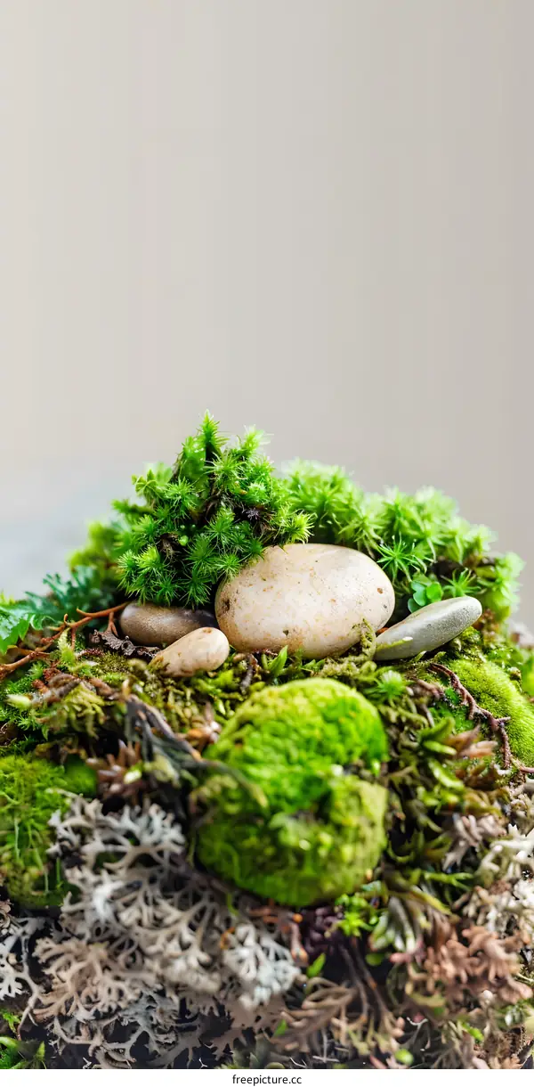 Green Moss and Stone Closeup
