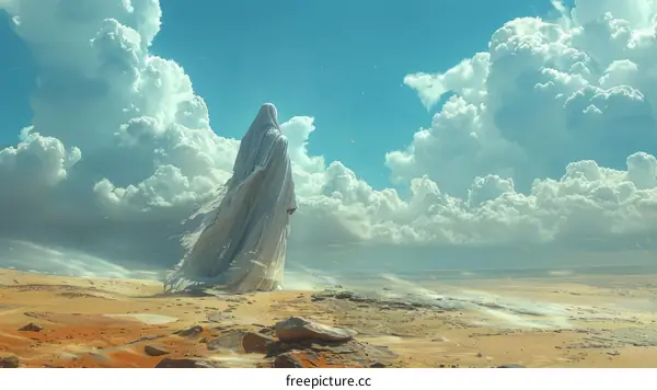 A Loner Stands in the Desert