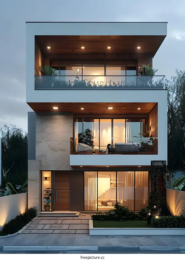 A Three-story Modern Minimalist House