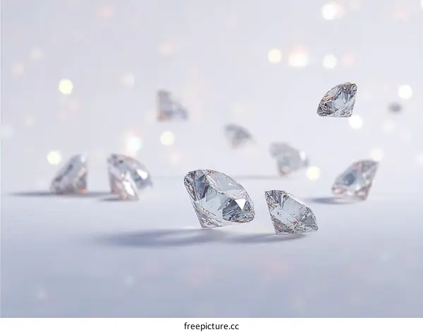 Diamonds Sparkling on a White Background