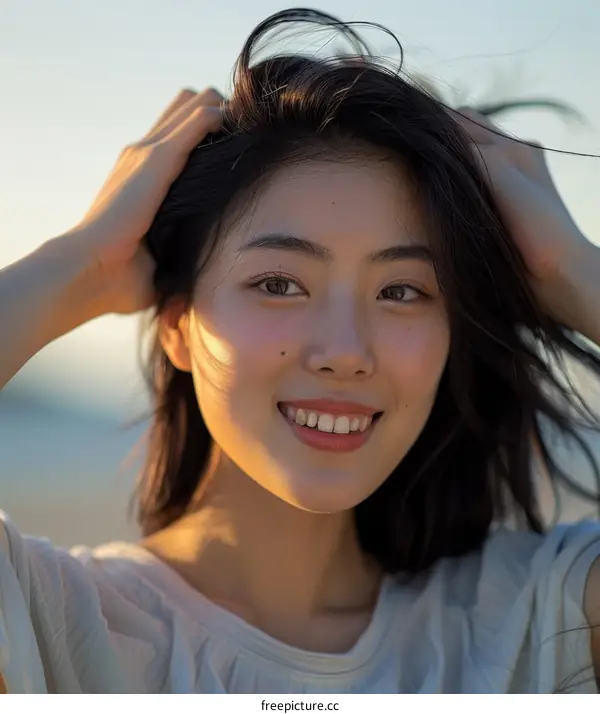 Portrait of a young Asian woman smiling