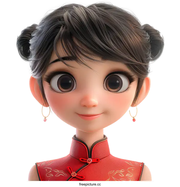 3D Illustration of a Chinese Girl
