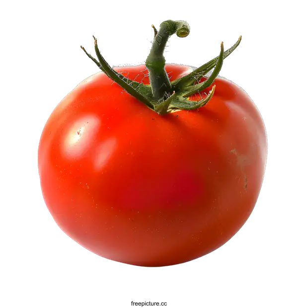 [Transparent Background PNG]Single Ripe Red Tomato Isolated on White Background