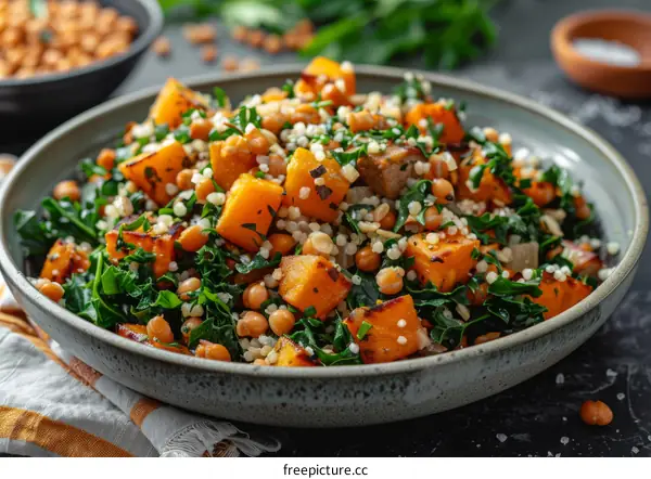 Roasted Butternut Squash & Chickpea Salad with Lemon Tahini Dressing