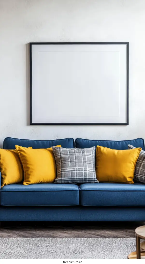 Modern Living Room Interior with Empty Frame