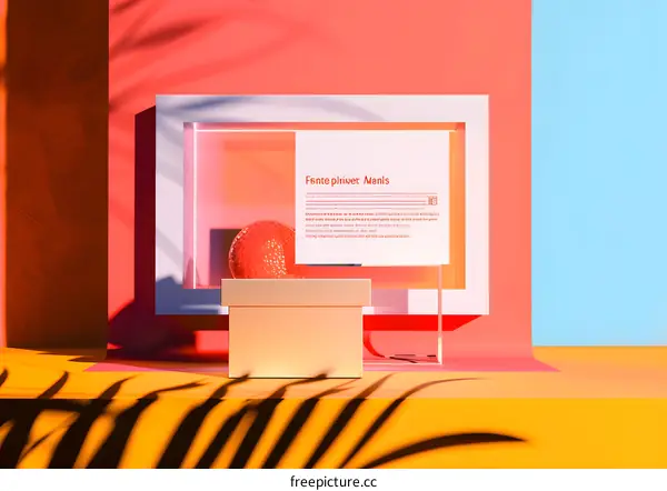 Minimalist Product Display with Red Orange and Gold Box