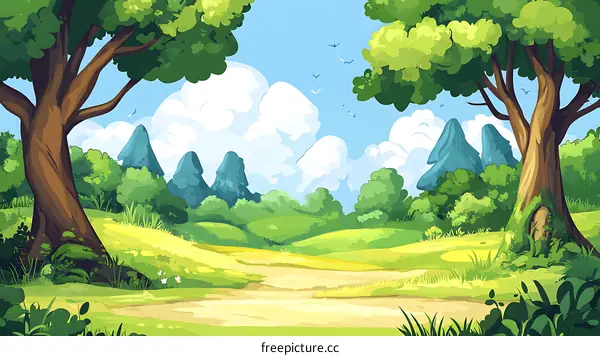 Beautiful Green Landscape Illustration