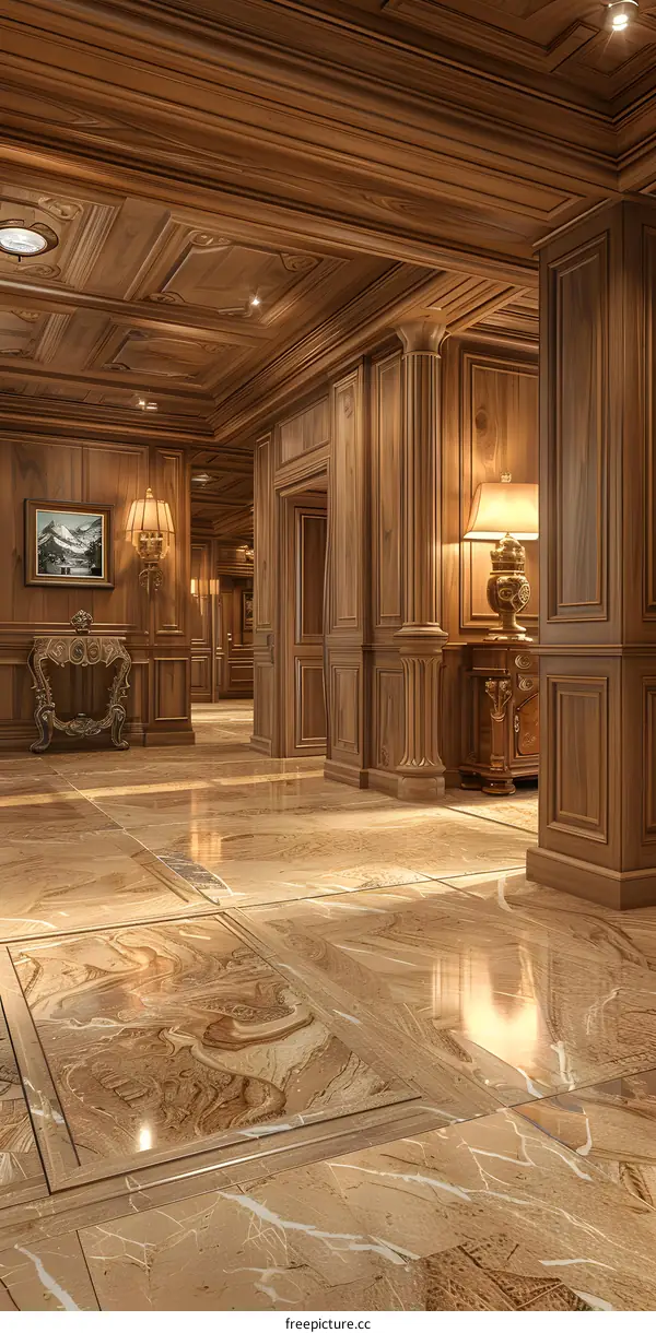 Elegant Wooden Hallway Interior Design