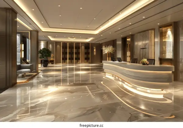 Modern Hotel Lobby Interior Design Illustration